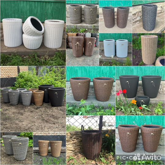 Кашпо цилиндр из ротанга