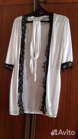 Халат. Кружевной пеньюар белый