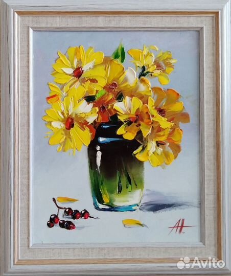 Картина холст масло 30-24 букет цветы