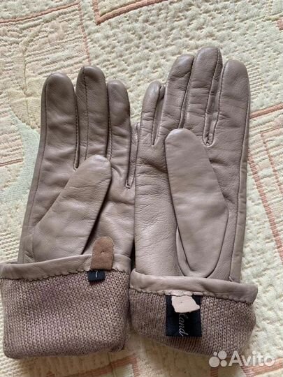 Перчатки кожаные, палантин шарф шелк, Италия