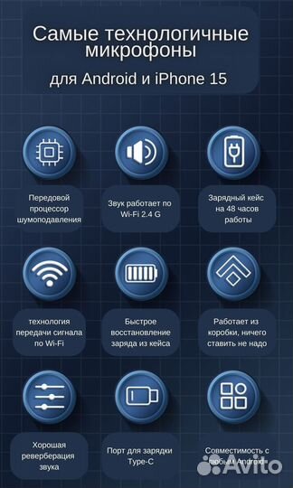 Микрофон петличный беспроводной для Android и iPho