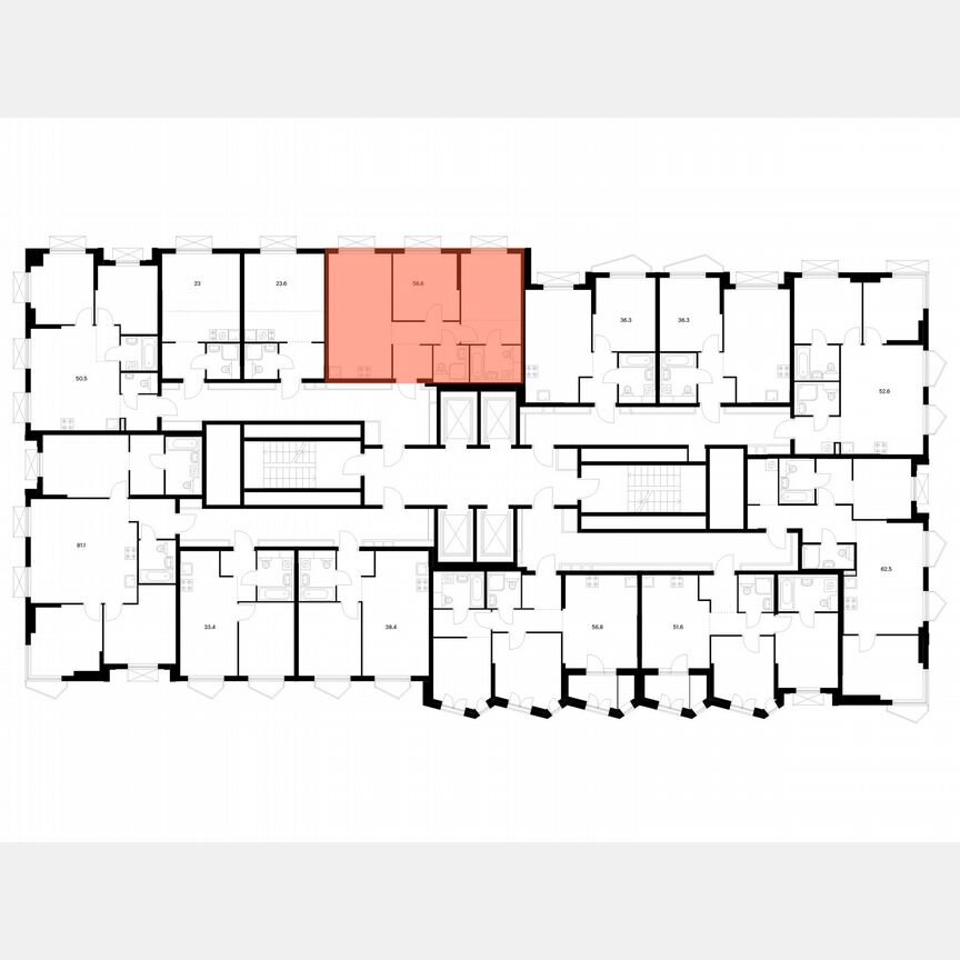 2-к. квартира, 56,6 м², 22/32 эт.