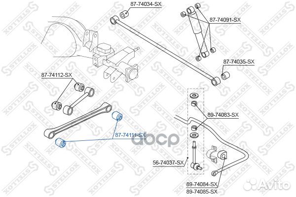87-74111-SX сайлентблок зад. продол. рычага ниж