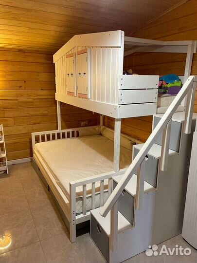 Двухъярусная кровать домик