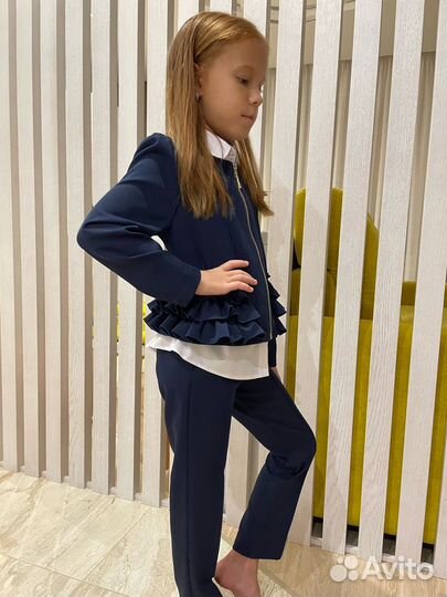 Школьный форма с брюками для девочки
