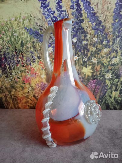 Ваза цветное гутное стекло