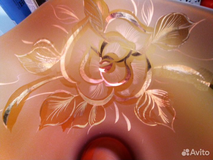 Вазы цветное стекло позолота роспись Богемия