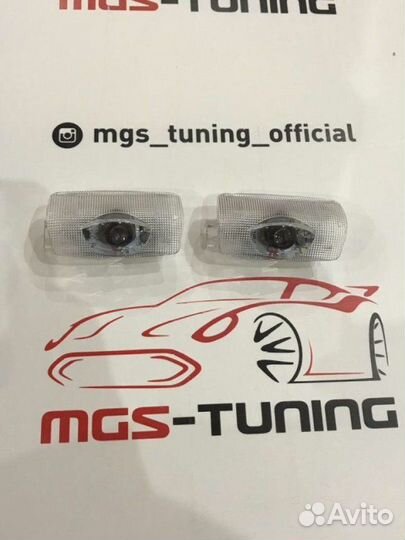 Проекция логотипа в дверь Toyota сине голубая