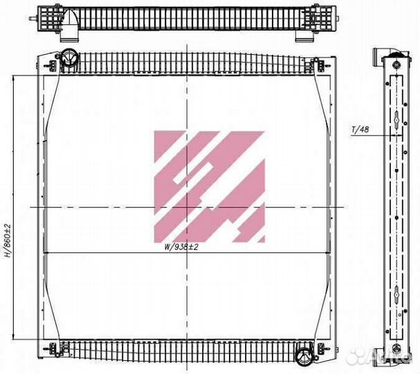 Радиатор Scania с рамкой 860x938x48