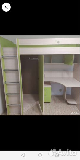 Кровать чердак со столом и шкафом бу