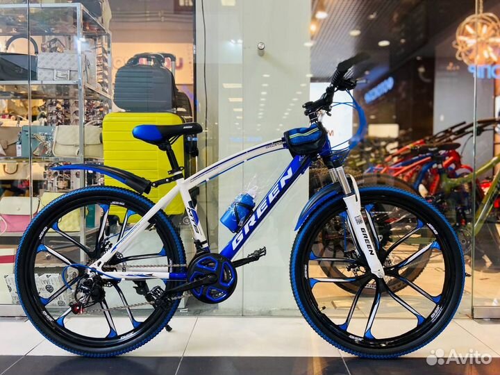 Велосипед на дисках Green Premium 26'' синий/белый