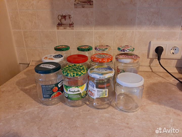 Банки стеклянные объем от 0,5 до 0,75 15 шт