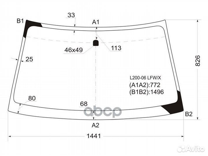 Стекло лобовое Mitsubishi L200 07-16 / Pajero