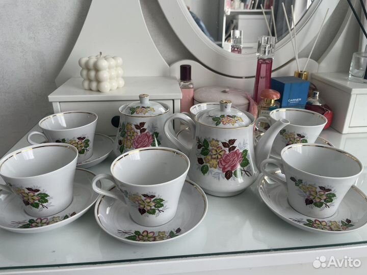 Сервиз чайный фарфор винтаж СССР пролетарий