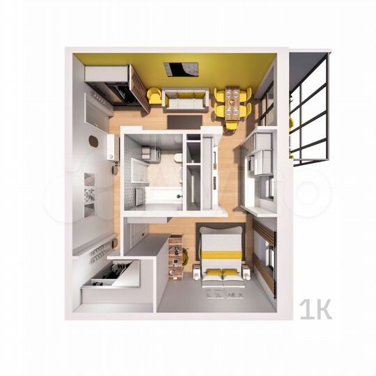 1-к. квартира, 54 м², 9/25 эт.