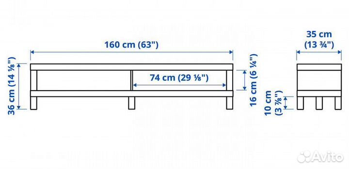 Тумба под тв Икеа Лакк 160 см белая оригинал IKEA