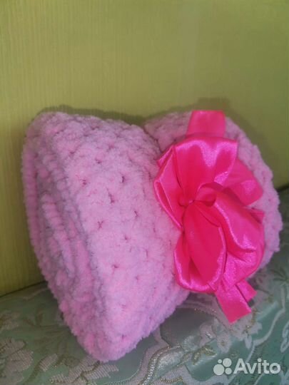 Плед детский вязаный / пинетки / ручная работа