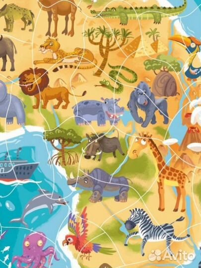 Новый Пазл Dodo в рамке Африка.53 детали,на подлож