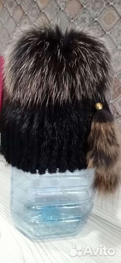 Шапка норковая вязаная женская