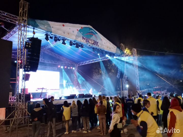 Прокат сцена 13х11х8 м с крышей, подиум аренда