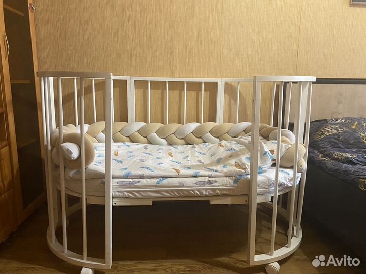 Детская кроватка трансформер круглая