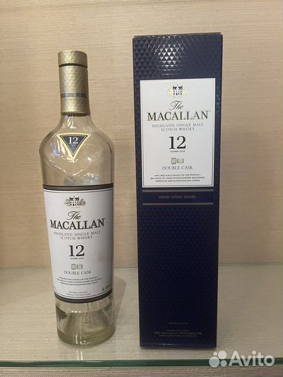 Пустая бутылка и коробка от виски Macallan
