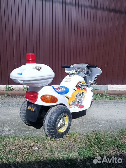 Белый детский электро мотоцикл