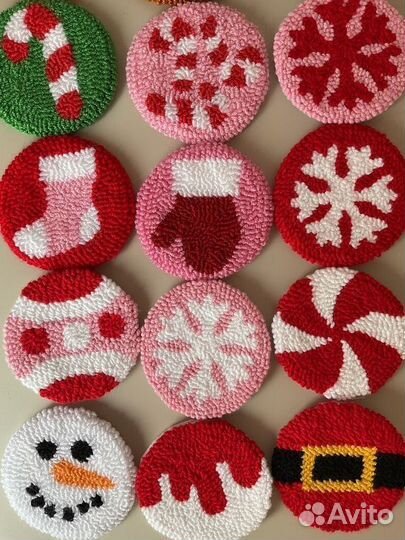 Тафтинговые подставки под горячее, мини коврики