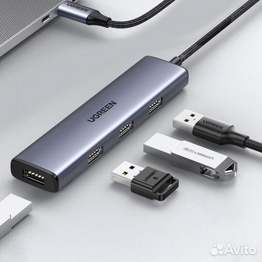 Адаптер Ugreen CM473 4-in-1 USB Type-C to 4xUSB 3