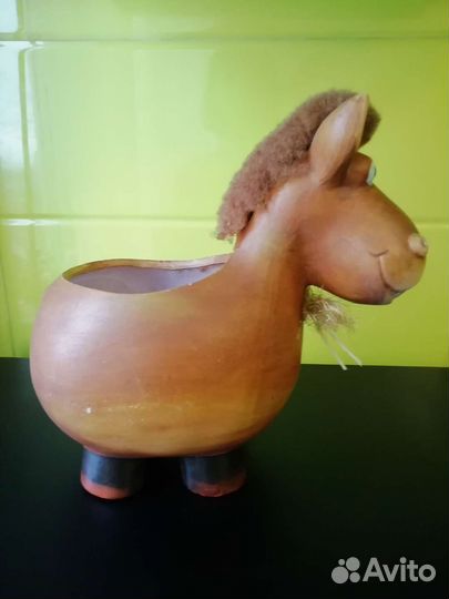 Кашпо керамика лошадка