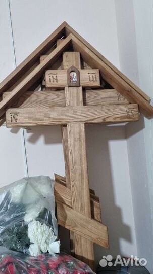 Крест на могилу дуб массив, сосна массив