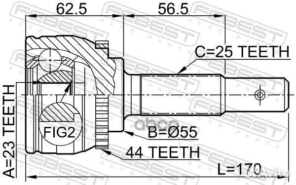 ШРУС наружный 23X55X25 nissan almera N16 00- 02