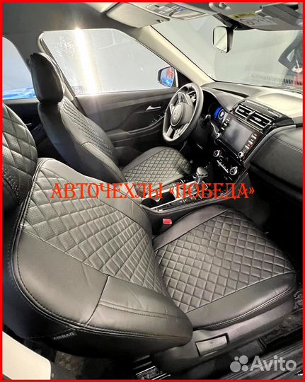 Чехлы Hyundai Creta 2 из экокожи чёрные Ромб