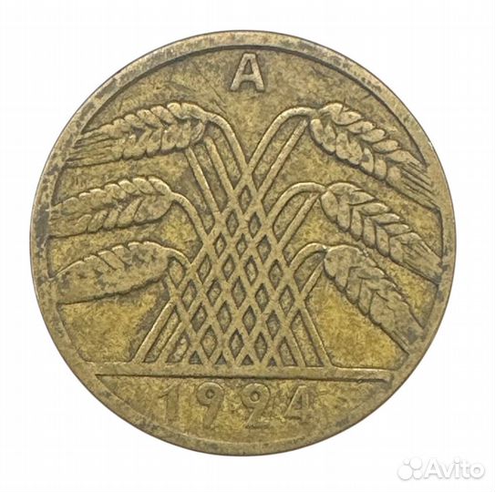 Монета 10 рентенпфеннигов 1924 А г., Германия