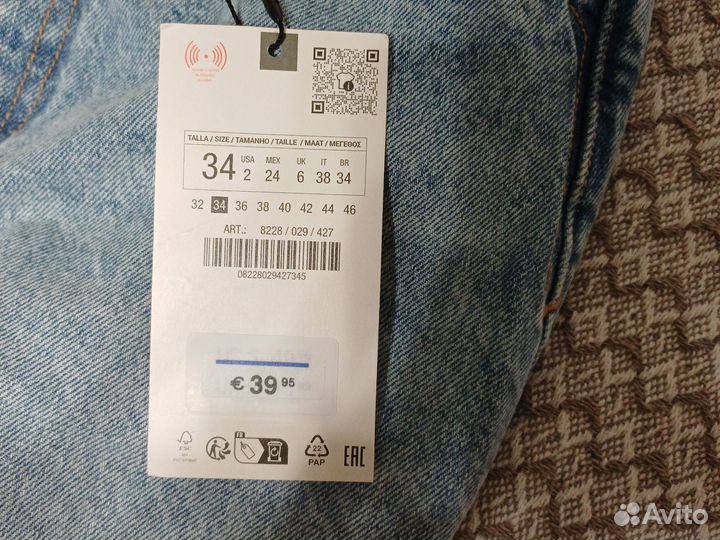 Джинсы zara 34