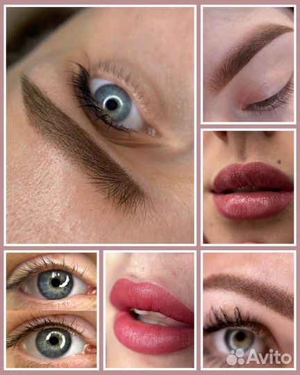 Перманентный макияж бровей губ и век татуаж