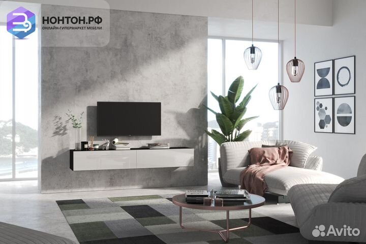 Тв-тумба somero черный / белый глянец