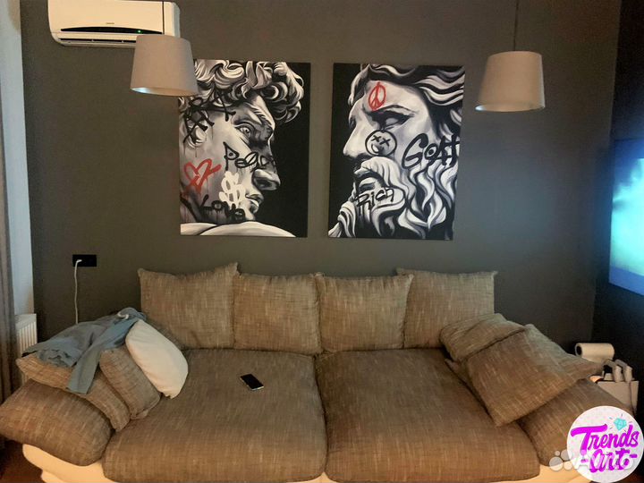 Картины лофт для современного интерьера гостиной