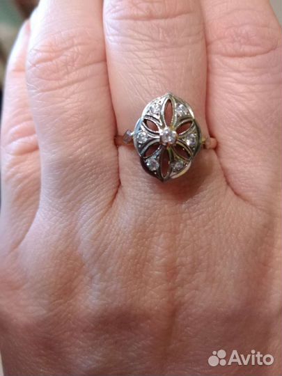 Советское золотое кольцо 585 пробы с фианитами