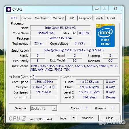 Intel Xeon E3-1241 v3 s1150 (аналог Core i7 4770)