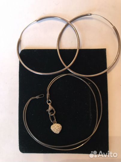 Серги и браслет Винтаж Серебро Стразы