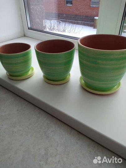 Горшок 3 шт. новый кашпо керамика