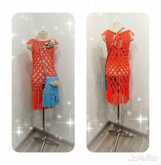 Платье-сетка для девочки 5-8 лет с сумкой