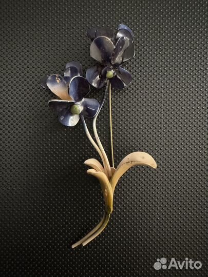 Женская винтажная брошь Два цветка, сплав, эмаль