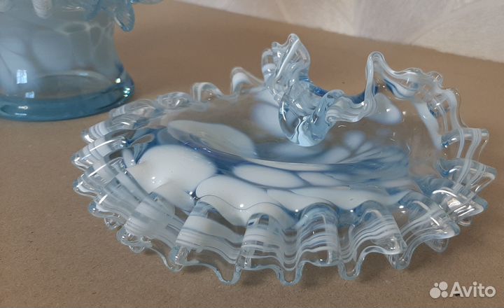 Ваза и пепельница витые СССР стекло. люкс