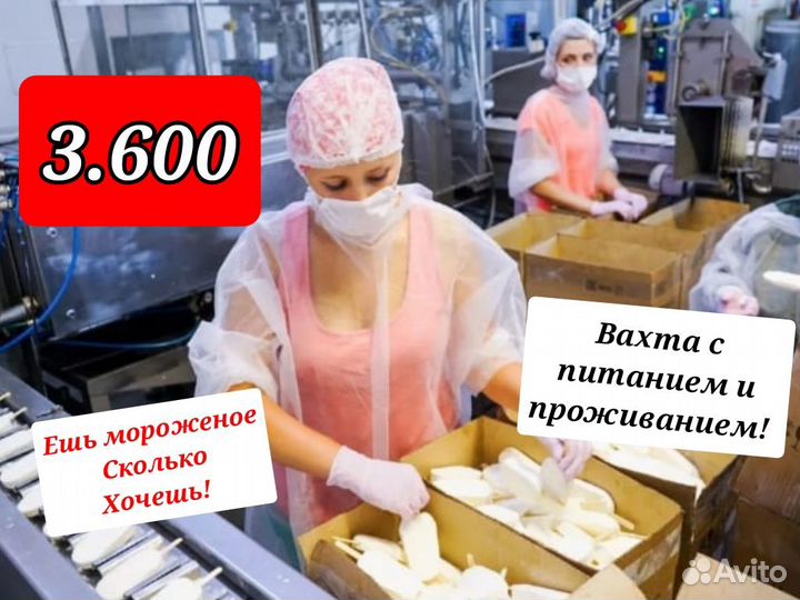 Упаковщик мороженного/вахта /проживание/Без опыта