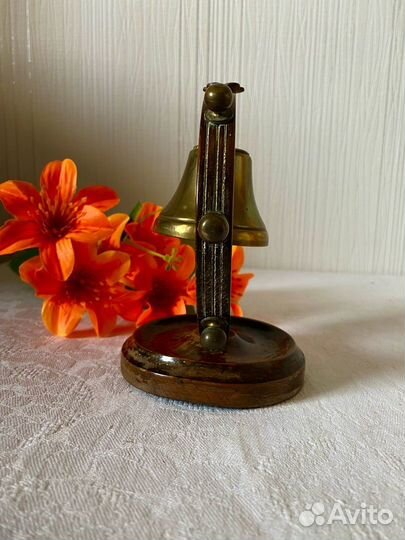 Антикварный латунный колокол - штурвал