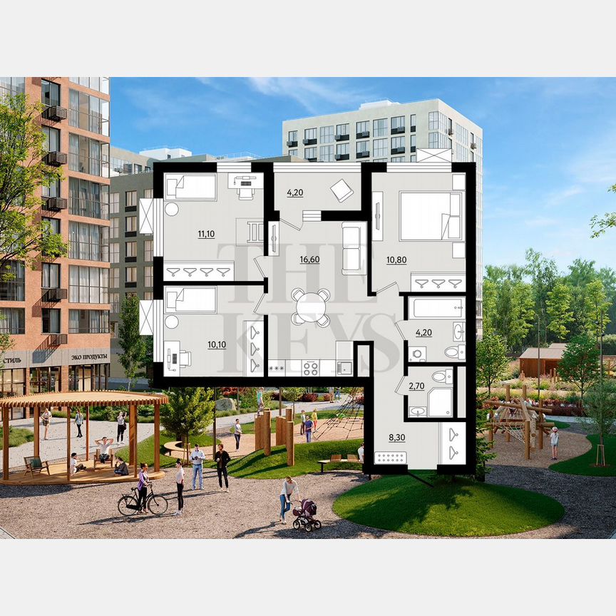 3-к. квартира, 65,9 м², 8/12 эт.