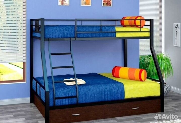 Двухъярусная кровать манеж с высокими бортиками