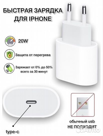 Быстрая зарядка для iPhone 20w